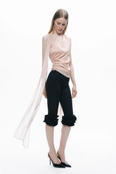 Powder Shawl-Inspired Open Back Blouse