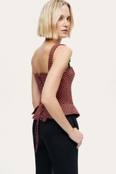 Checked Buckle Strap Corset Top