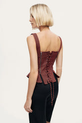 Checked Buckle Strap Corset Top
