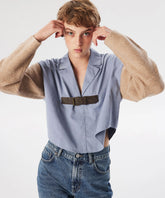 KNITWEAR MIX BELT BLOUSE