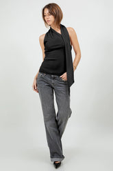 Attached Wrap Scarf Style Knitted Top