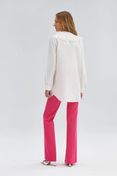 POPLIN SHIRT WITH CHIFFON NECK