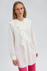 POPLIN SHIRT WITH CHIFFON NECK