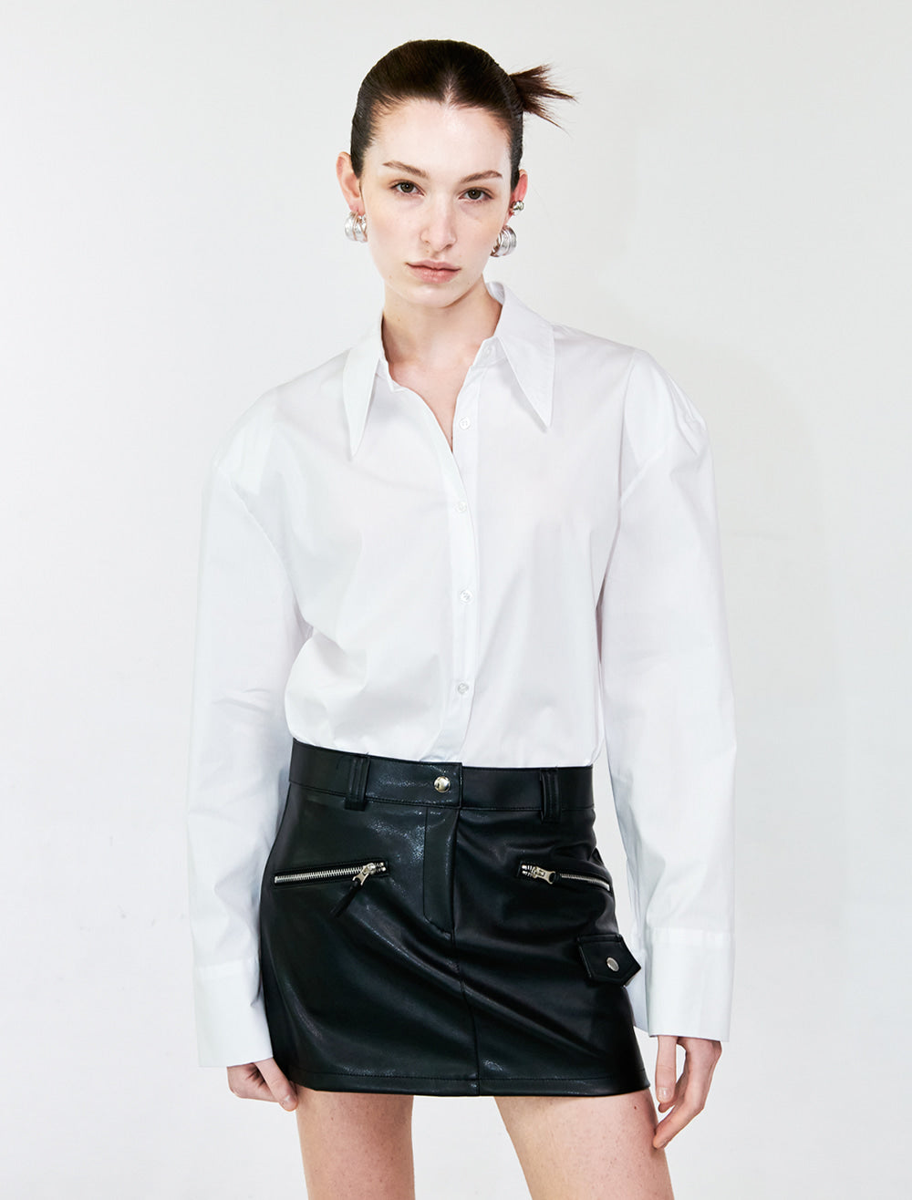 SHOULDER PAD POPLIN SHIRT