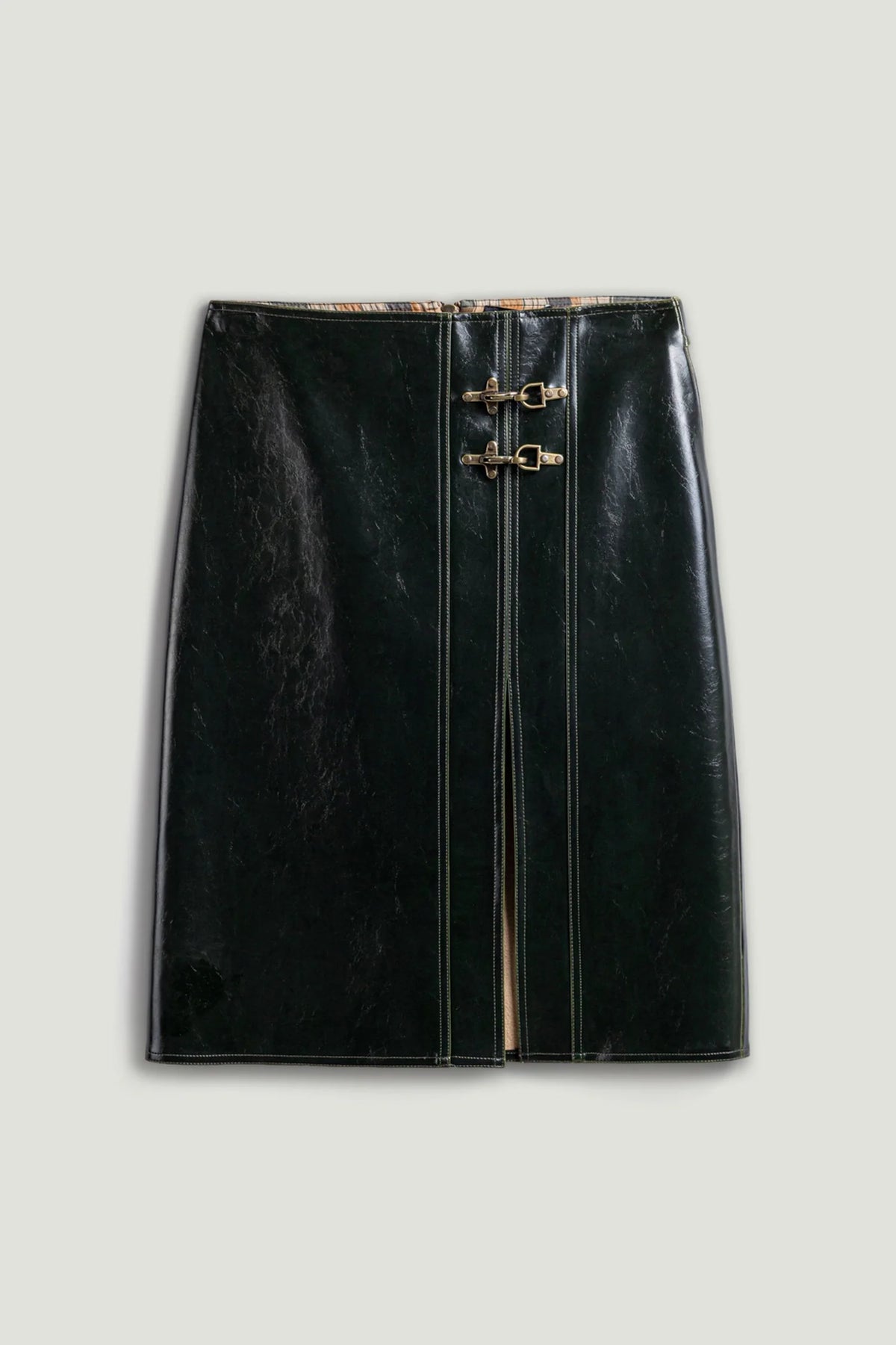 Buckle Detail Front-Slit Skirt