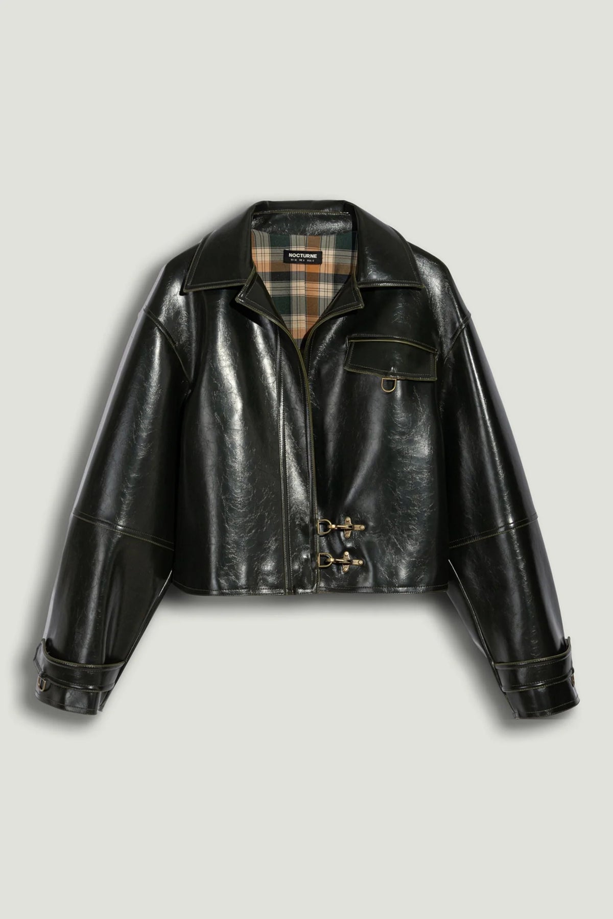 Buckle Detail Faux Leather Jacket