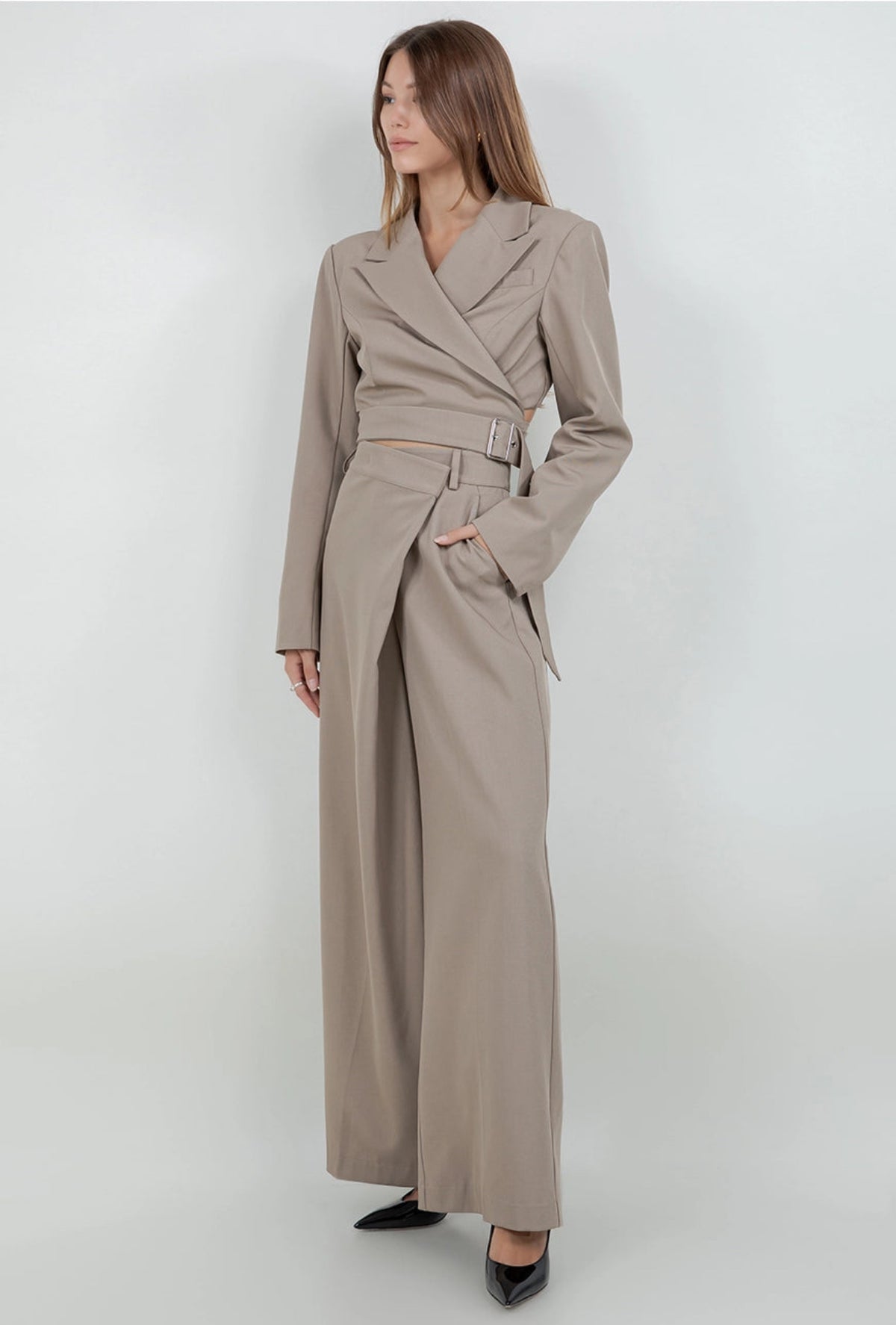 Wrap Detail Wide Pants
