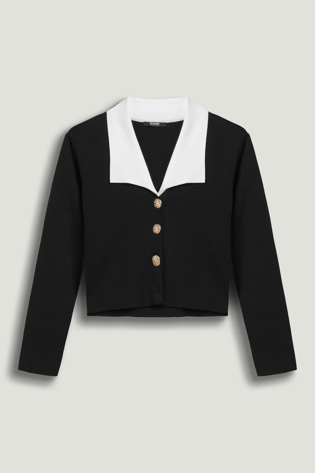 Contrast Collar Knit Cardigan