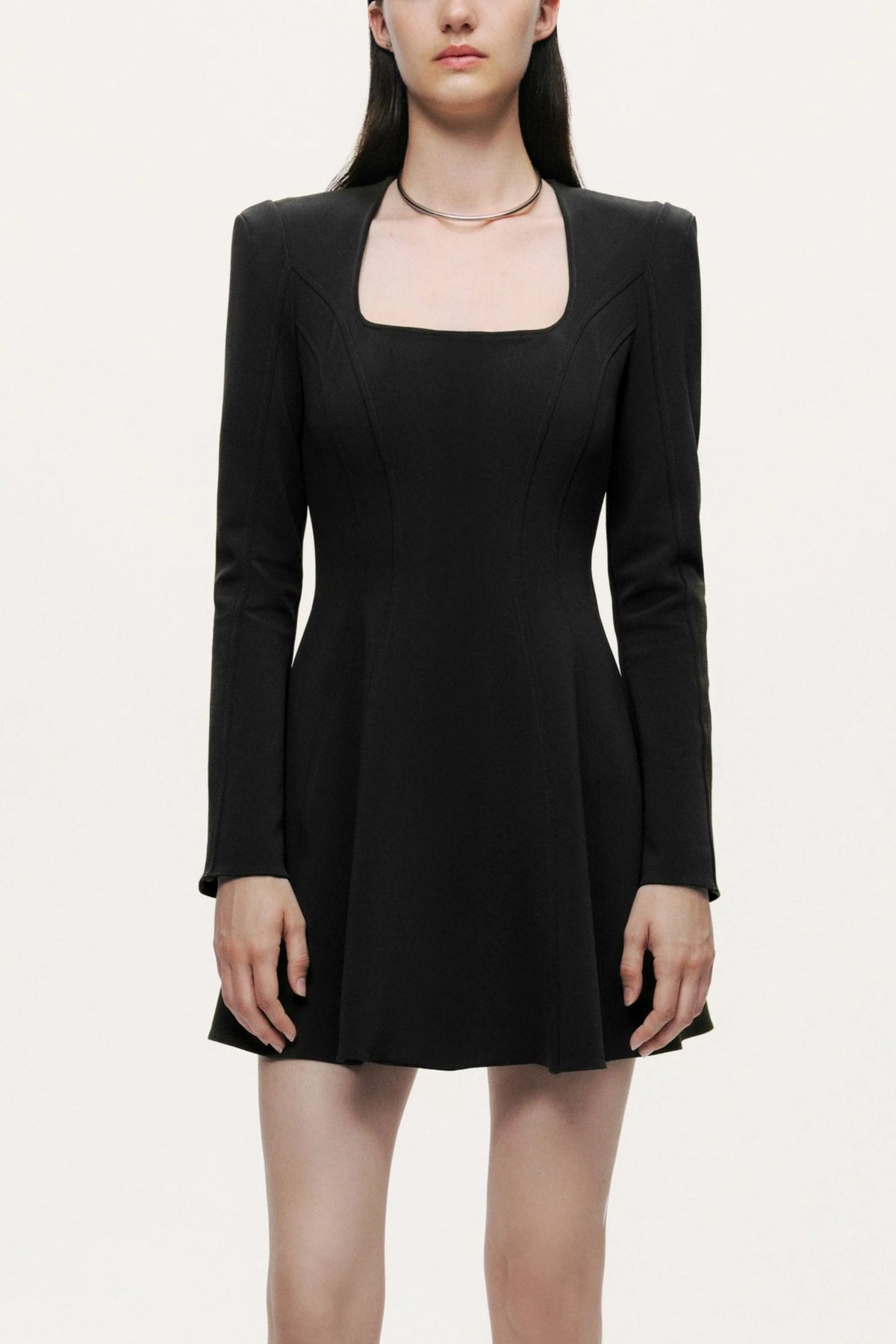 Square-Neck Tailored Mini Dress