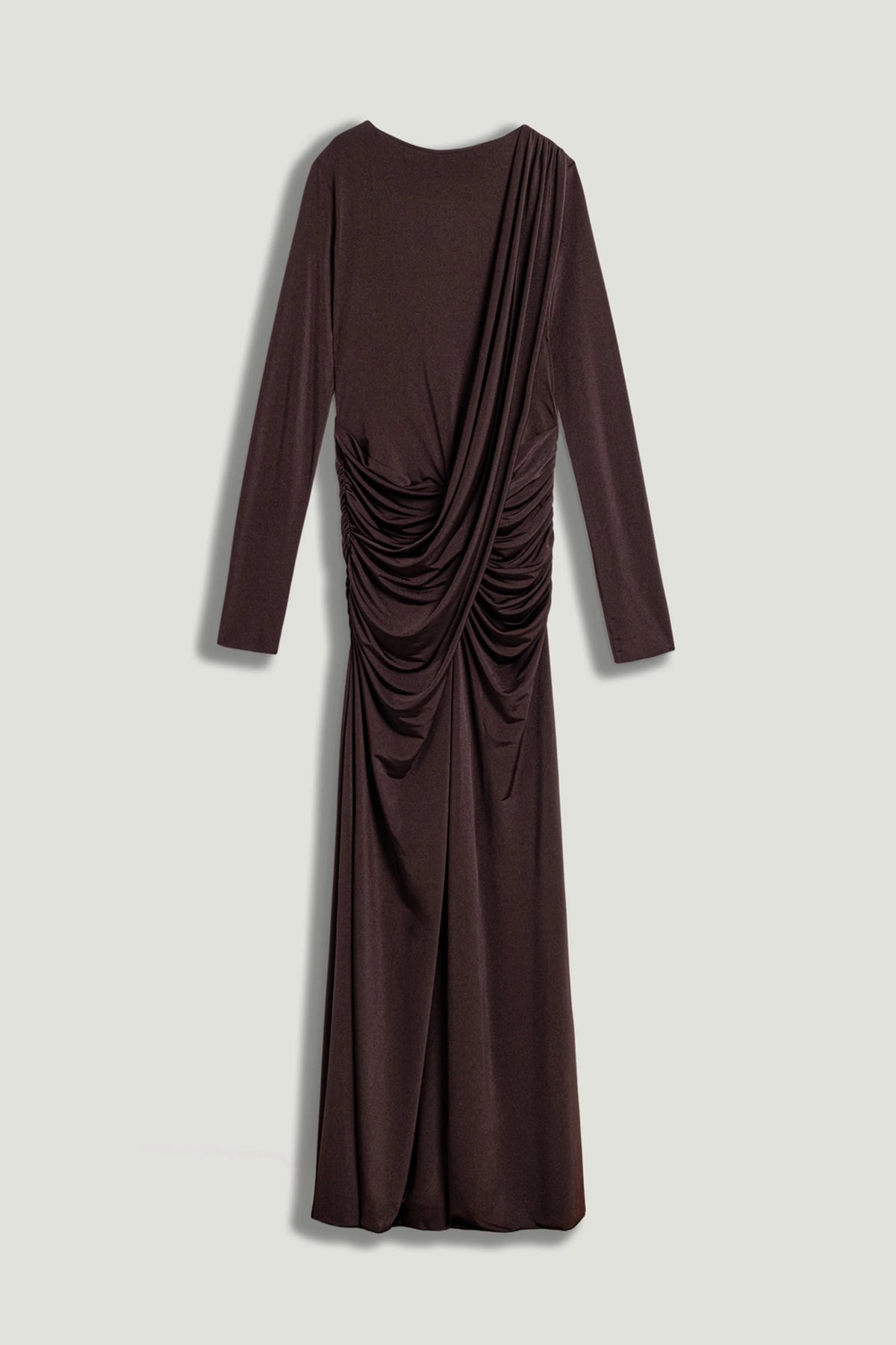 Asymmetric Draped Open-Back Dress