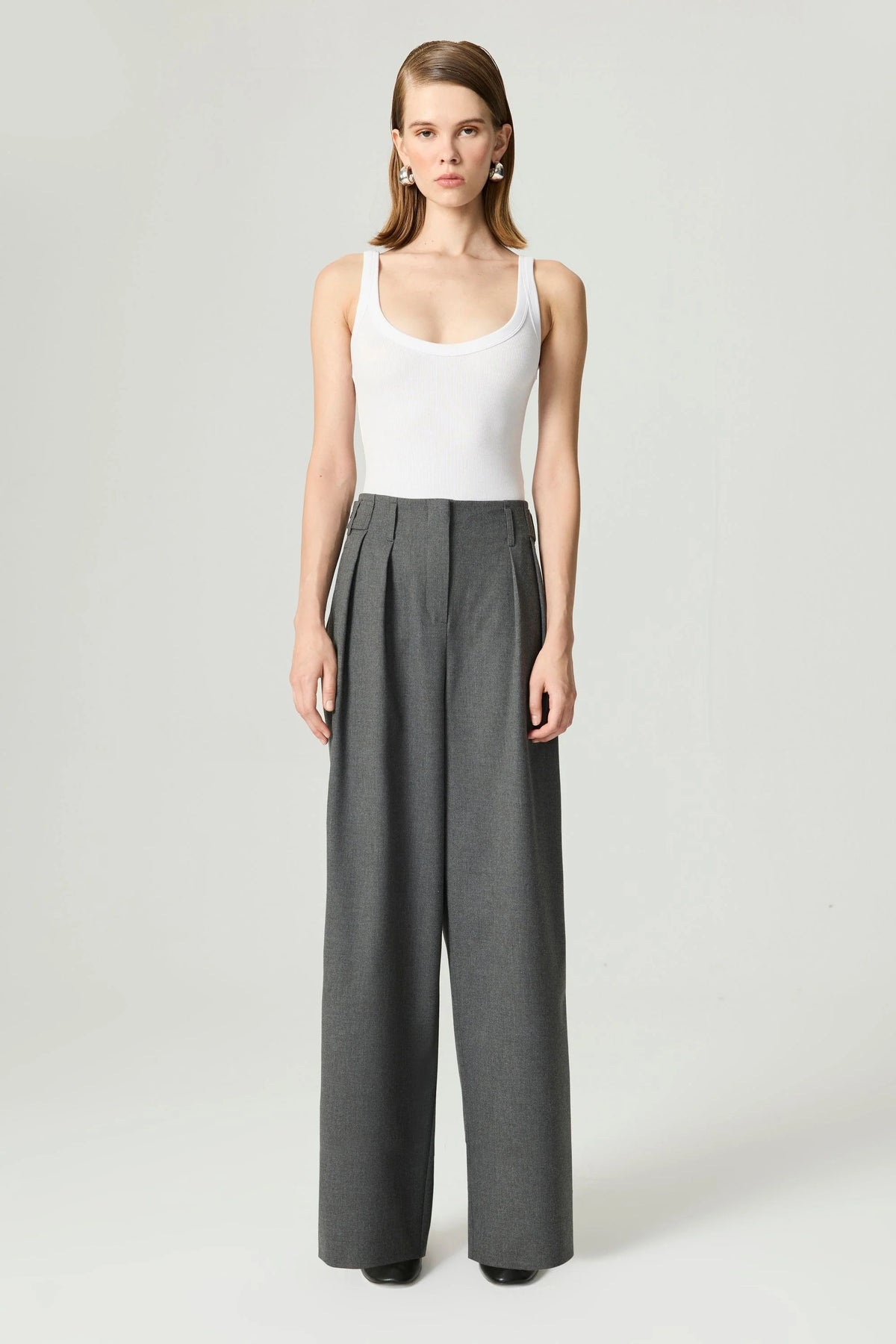High-Waist Pleated Wide-Leg Pants