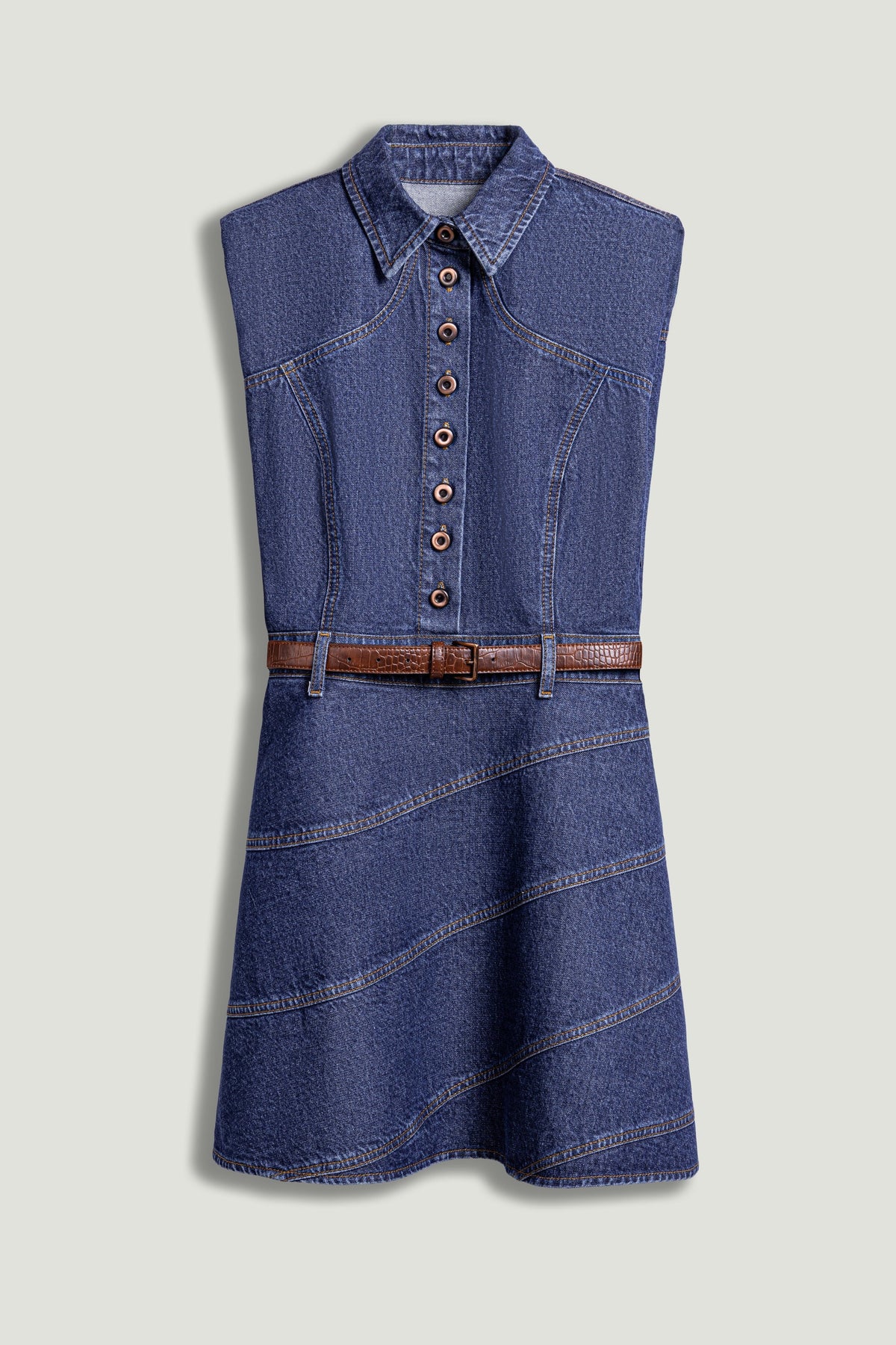 Belted Denim Mini Dress