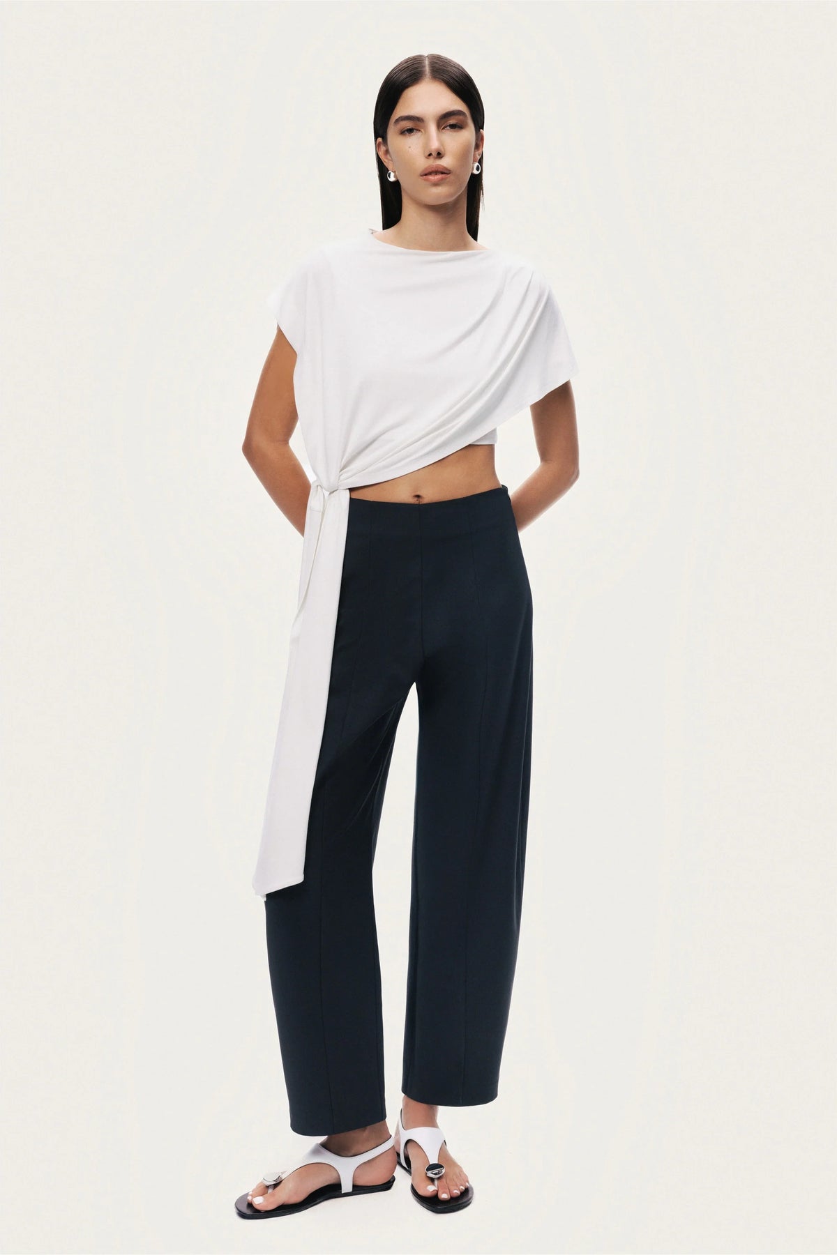 Asymmetric Tie-Front Crop Top