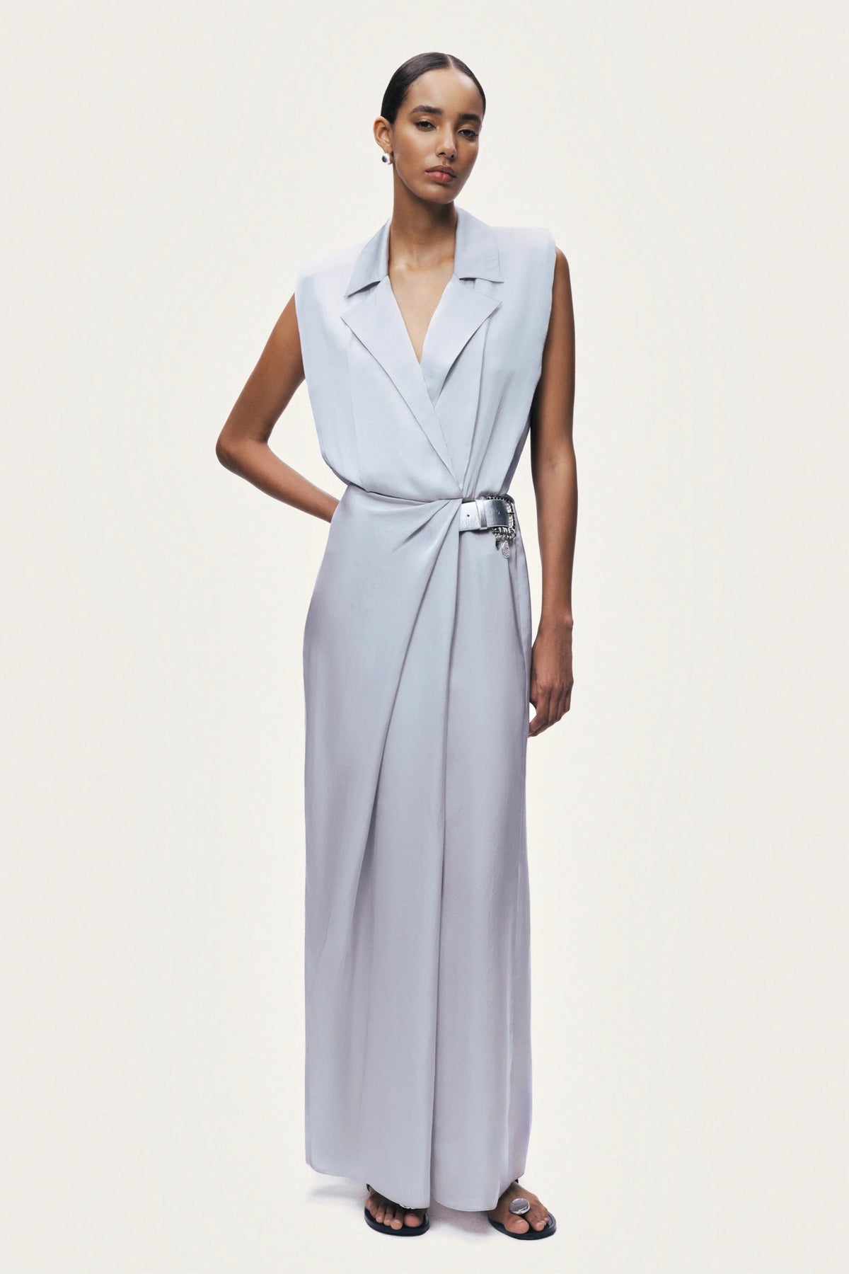 Embellished Belt-Detail Maxi Dress