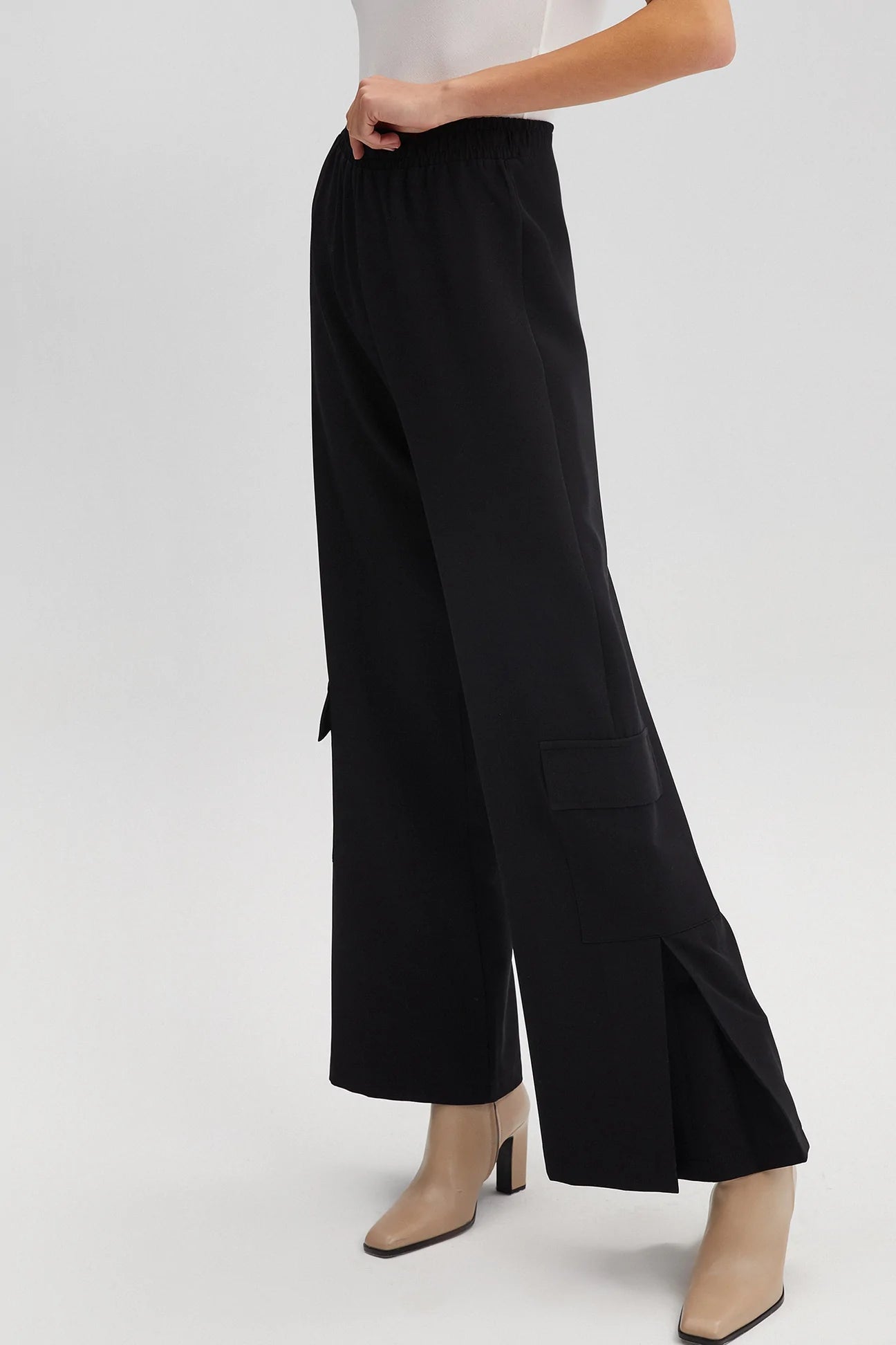 POCKET DETAILED CREPE TROUSERS