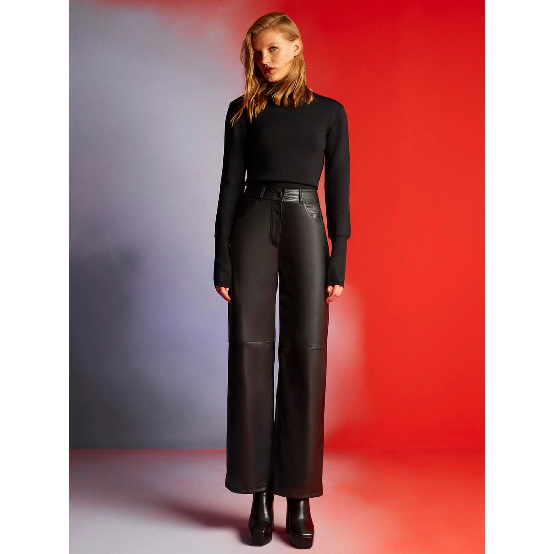 Wide Leg Pleather Pants