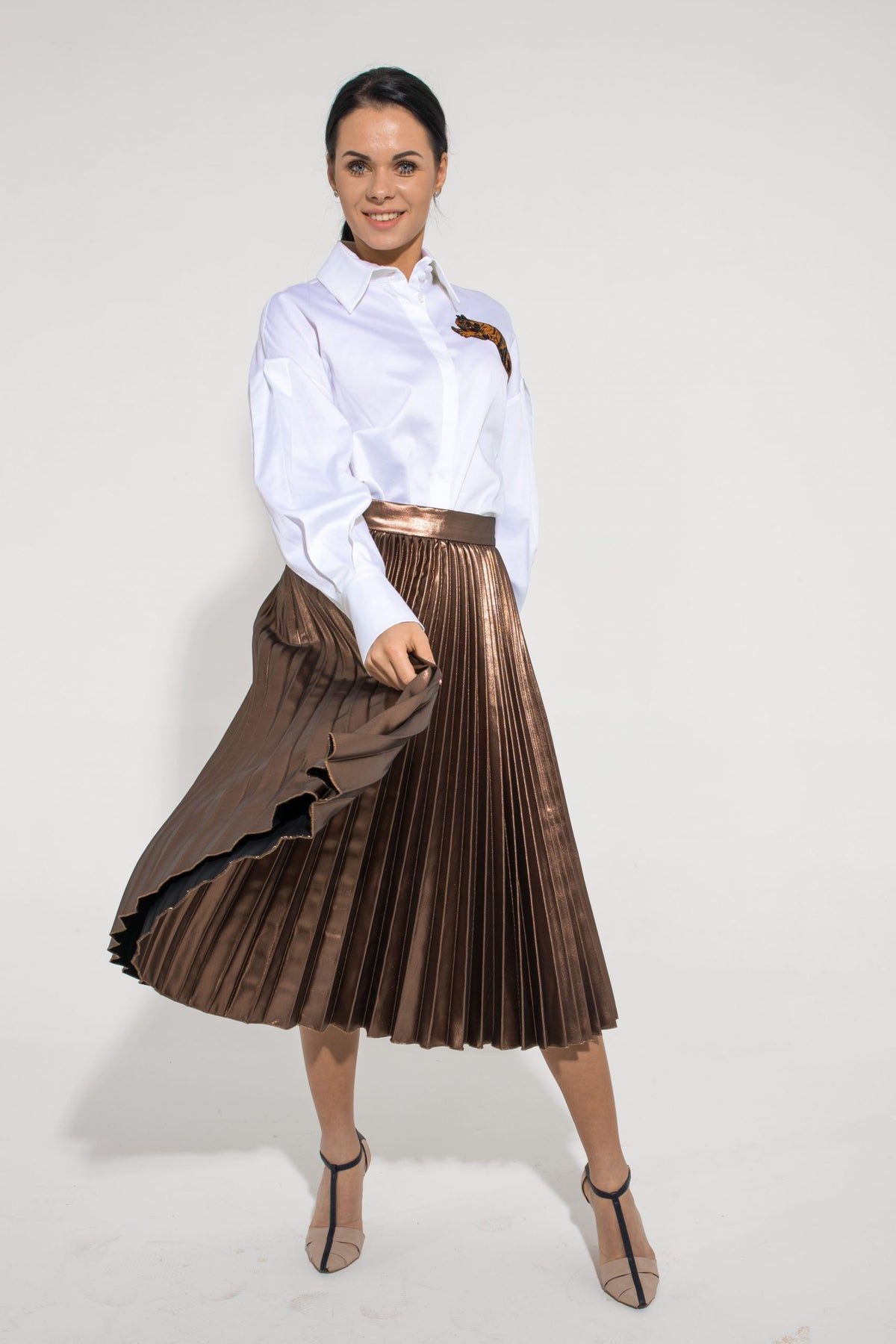 Gold Pleated Skirt "Florence"